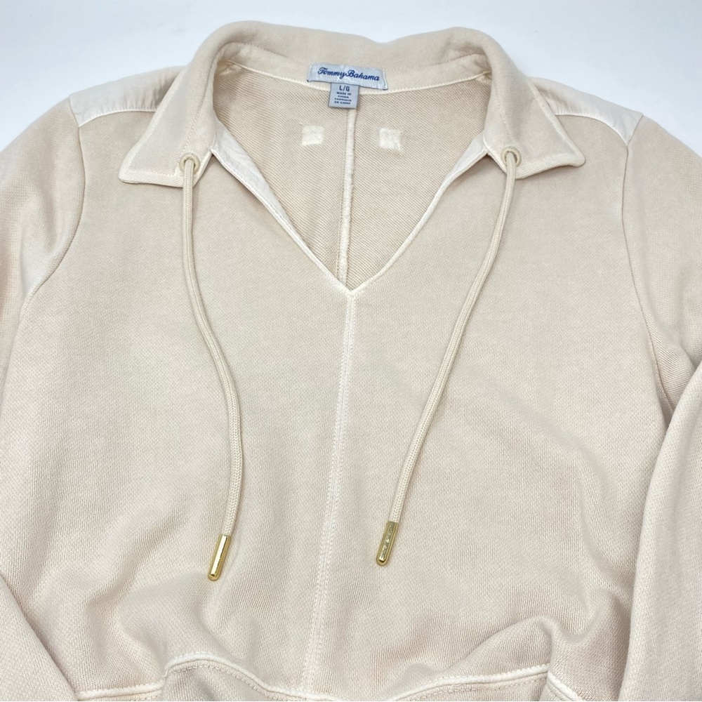 Tommy Bahama Sunray Cove Bedouin Sand Cotton Dress Tie Waist Large - Picture 3 of 11